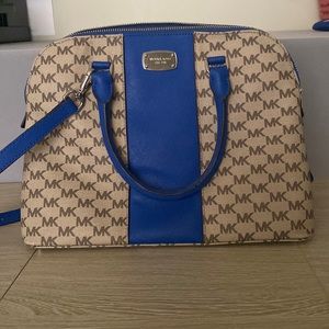 Michael Kors Blue and Tan Shoulder Bag